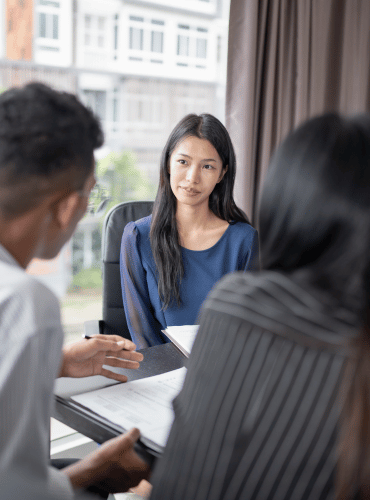 Candidate meeting with hiring team for job opportunity