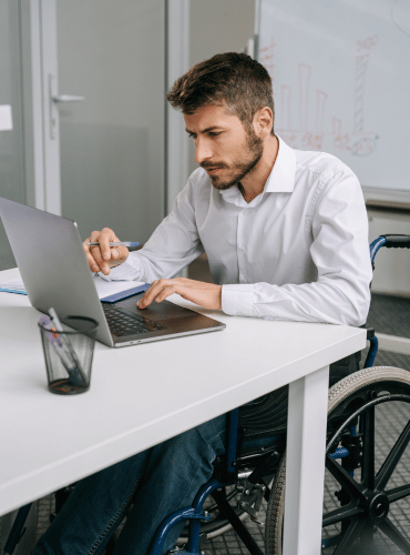 Candidate reviewing job opportunities on laptop